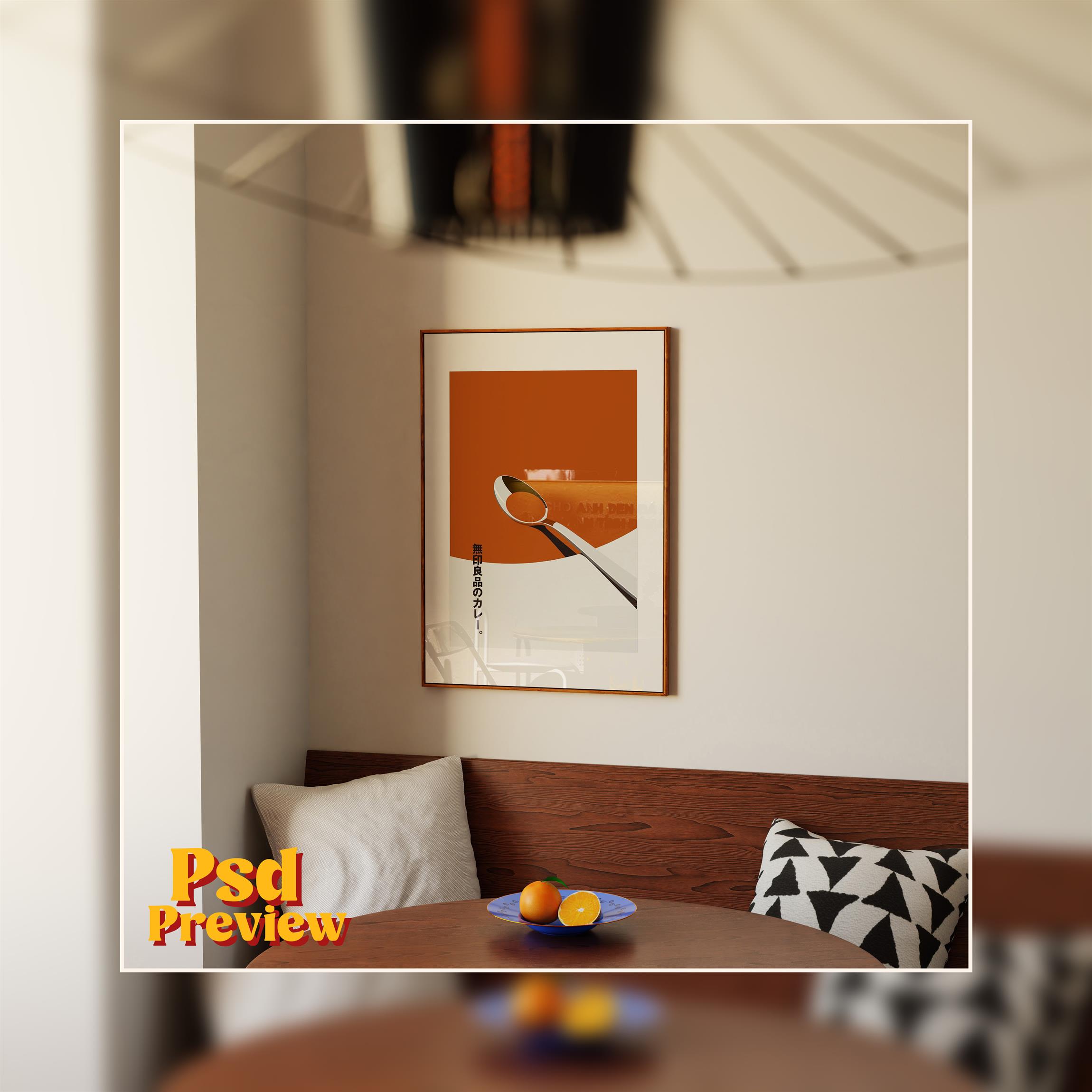 Vertical Frame Mockup: Retro Dining Room, PSD File - Image 4
