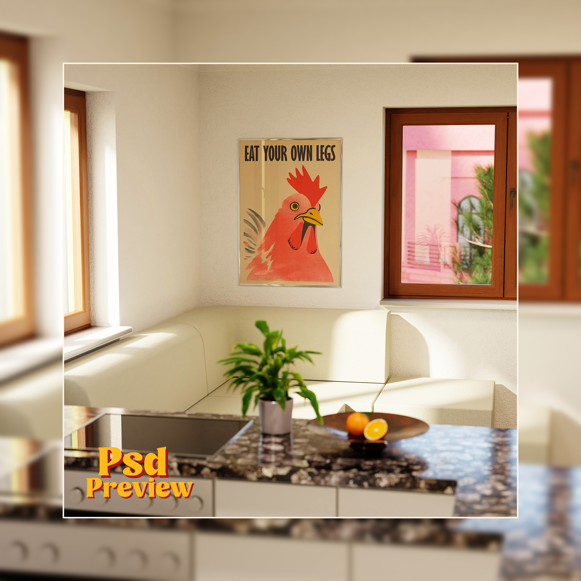Vertical Frame Mockup: Sunny American Kitchen, PSD File - Image 4