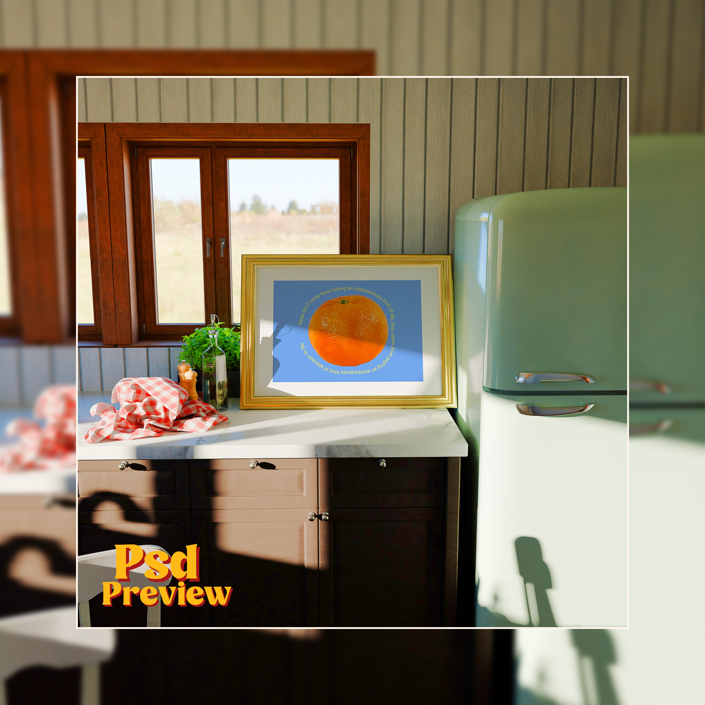 Horizontal Frame Mockup: Country Kitchen, PSD File - Image 5
