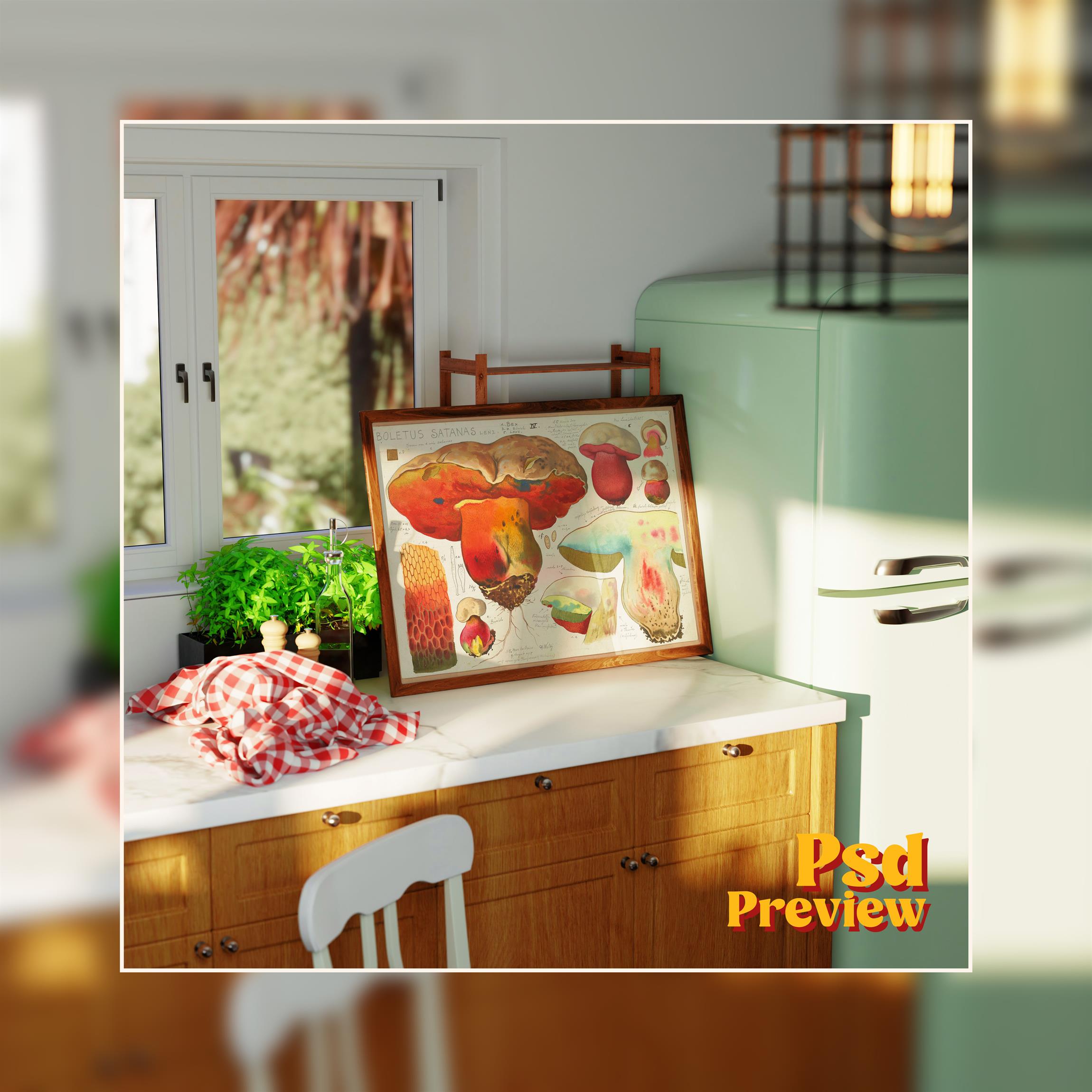 Horizontal Frame Mockup: Retro Kitchen Desk, PSD File - Image 5