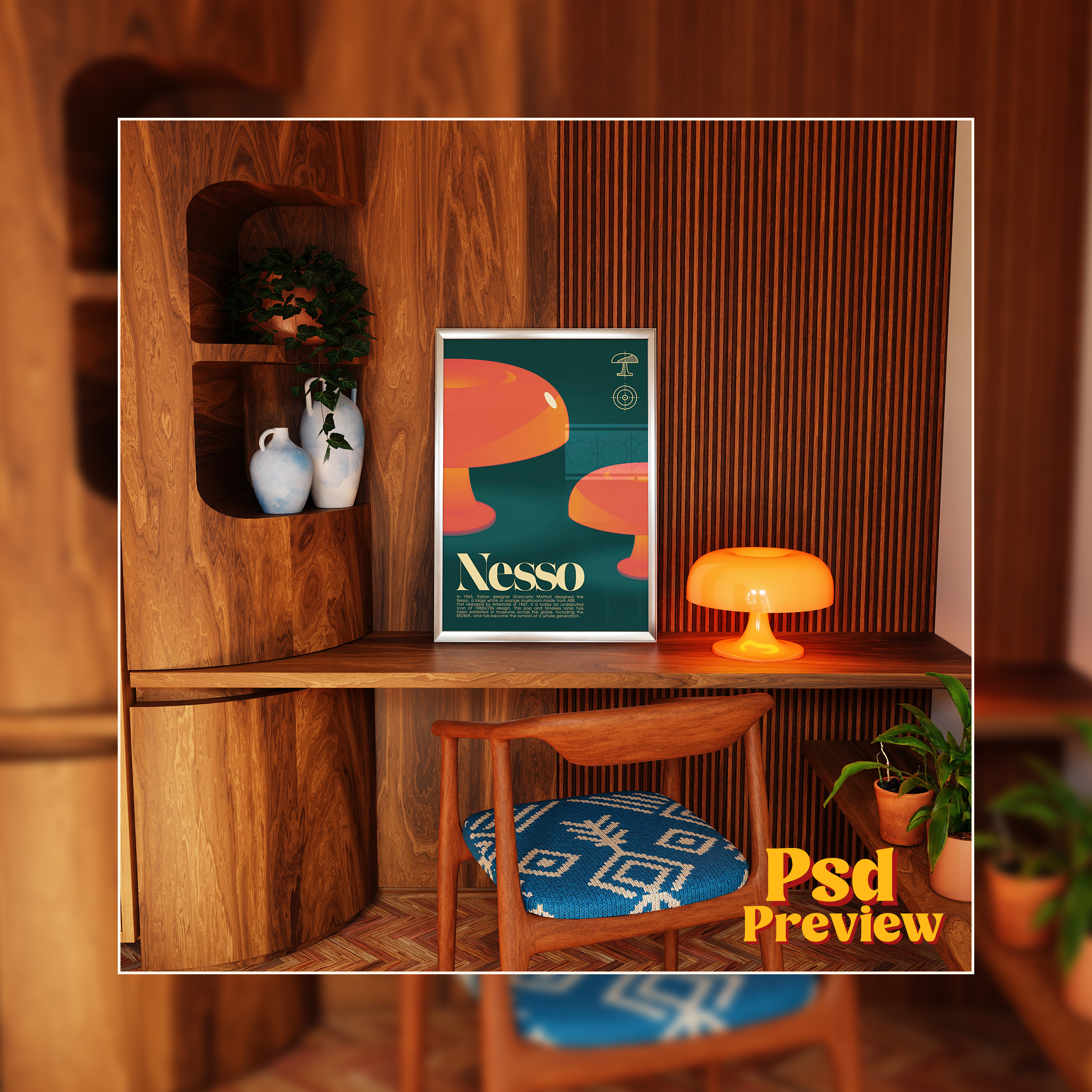 Vertical Frame Mockup: Retro Wood Decor Study, PSD File - Image 5