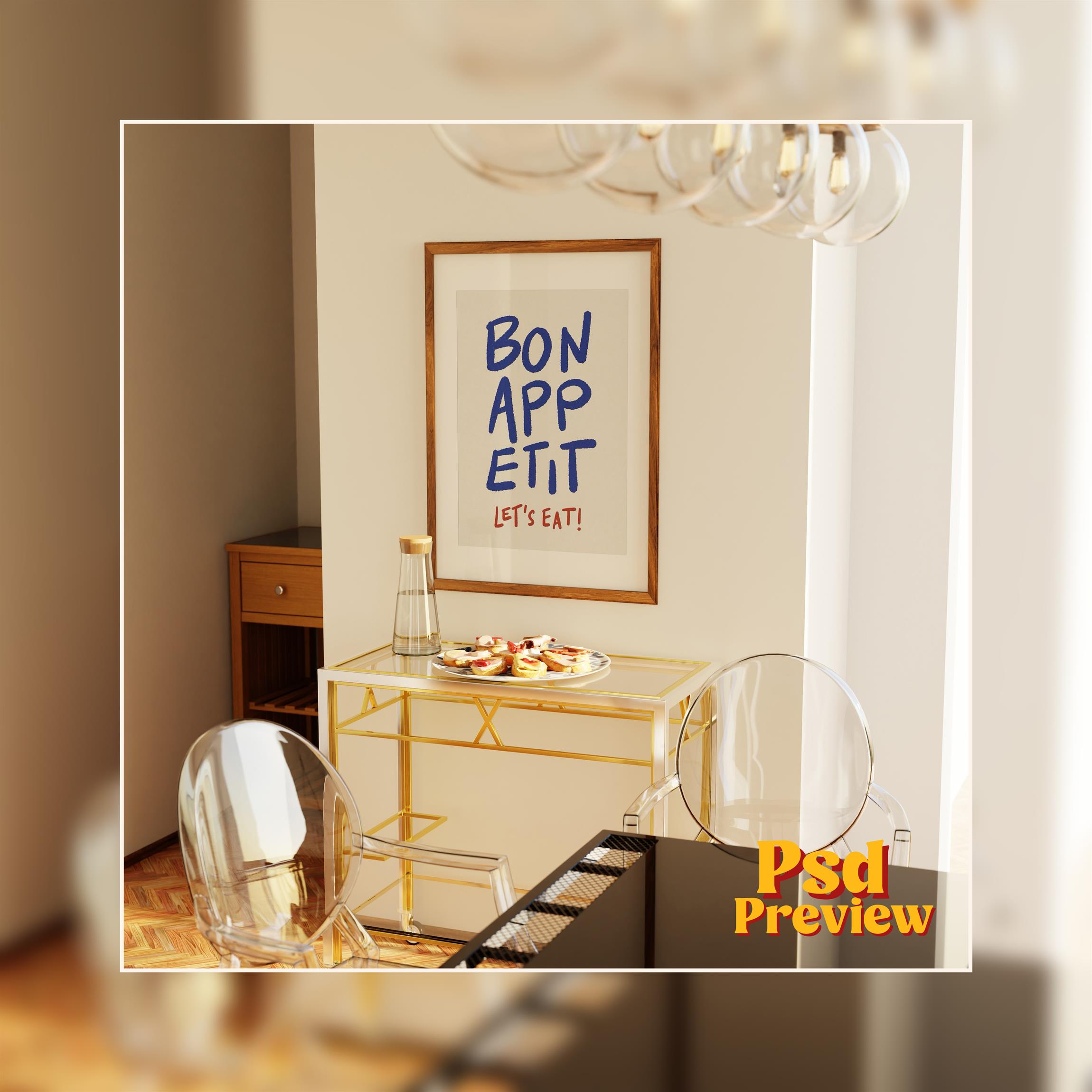 Vertical Frame Mockup: Food-Cart & Dining Room, PSD File - Image 5